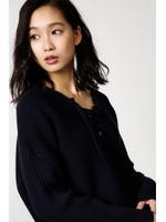 【AZUL by moussy】フロントレースアップニットプルオーバー/BEG