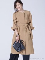 ノーカラーナイロンコート/Lグレー