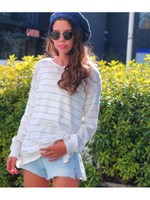 【anap mimpi】2WAYボーダーユッタリトップス/GRY/WH