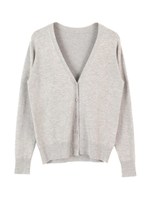 シンプルVネックニットカーディガン/杢グレー