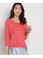 〔洗える〕フリル切り替えニット/ピンク(072)