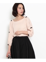 袖レースシフォントップス/ベビーピンク(071)