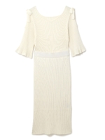 《EDIT COLOGNE》アイレットリブニットワンピース/サンドローズ(090)