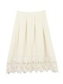 裾レースミディ丈タックスカート/オフホワイト
