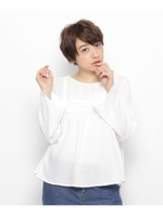 レース付きブラウス/ネイビー(093)