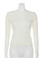 【CHILLE】リブ五分袖トップス/グリーン(012)