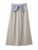 シャツベルト付コットンワイドパンツ/ベージュ