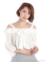 リボンオフショルブラウス/キナリ