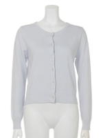 フラワー釦カーディガン/ブルー