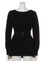 ベルト付チュニックニット/ブラック