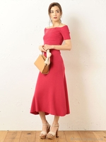 ニットフレアスカート/ベージュ