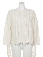 COTTON-LINEN   PULLOVER/WHITE