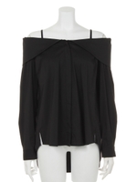 【Sov.】襟付き風オフショルダーブラウス/サックス