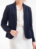 レーヨンノーカラージャケット/キャメル