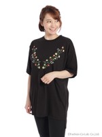 花柄刺繍Tシャツ/ネービー