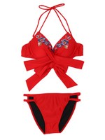 EMBROIDERYウエストリボンSwim wear/ブルー