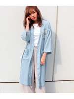 【CHILLE】刺繍入りロングガウン/ネイビー(018)