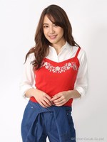 刺繍ニットキャミ×ブラウス/レッド