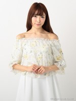 シアーチェックマーガレットオフショルブラウス/ピンク系