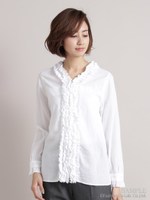 ヴィンテージクロス フリルブラウス/ホワイト