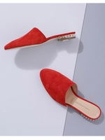 FABIO RUSCONI/スタッズヒールスリッパ/L/レッド