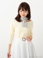 スカーフ付きカラーニット/ライトブルー