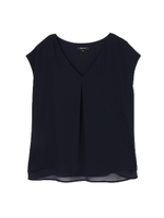 [ウォッシャブル]Ｐｅサテンブラウス/ネイビー(120)