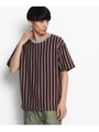天竺太ストライプTシャツ/ブラウン(342)