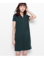 配色スキッパーポロシャツワンピース/モスグリーン(024)