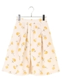 フラワープリントタックスカート/ピンクベージュ