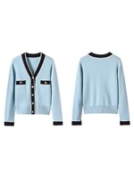 メタルボタン配色カーディガン/グレー