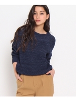 綿麻混ニットプルオーバー/ネイビー(493)