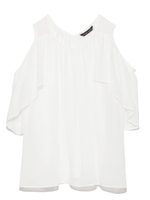 綿シフォンスリットスリーブブラウス/SNOW