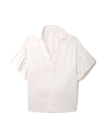 [ウォッシャブル]ストレッチブロードスキッパーブラウス/ホワイト(030)