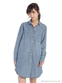 ダンガリーロングシャツ/ブルー