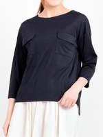 ポケット付後プリーツプルオーバー/ネイビー