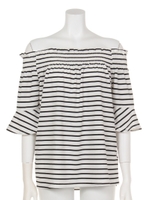 【anap mimpi】ボーダーオフショルトップス/GRY