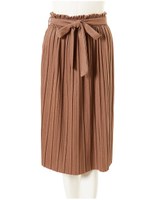 シャイニープリーツミディスカート/ブラック