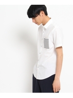 【ポリジン】ポケット切り替えシャツ/ホワイト(002)