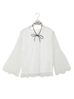 レースカットソー/ホワイト