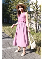 刺繍レースドッキングロングワンピース/ネイビー(120)