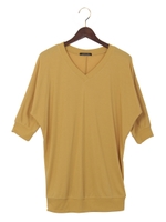 T/Rフライス/ドルマン 7分袖/マスタード