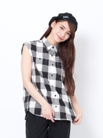 PLAID SLEEVELESS SHIRT/ホワイト