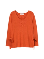 サイドリボンアゼスリットニット/レッド(100)