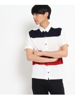 フロントニット切り替えシャツ/レッド(362)