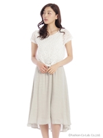 レースドッキングワンピース/ベージュ