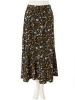 小花柄マキシスカート/ブラック