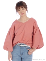 ボリュームスリーブブラウス/ピンク