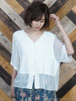 INDIAカットJQ ペイズリー刺繍・ペプラムブラウス/オフホワイト