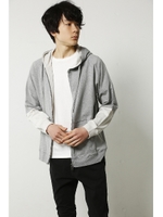 【AZUL by moussy】配色切替長袖ZIPパーカー/T.GRY